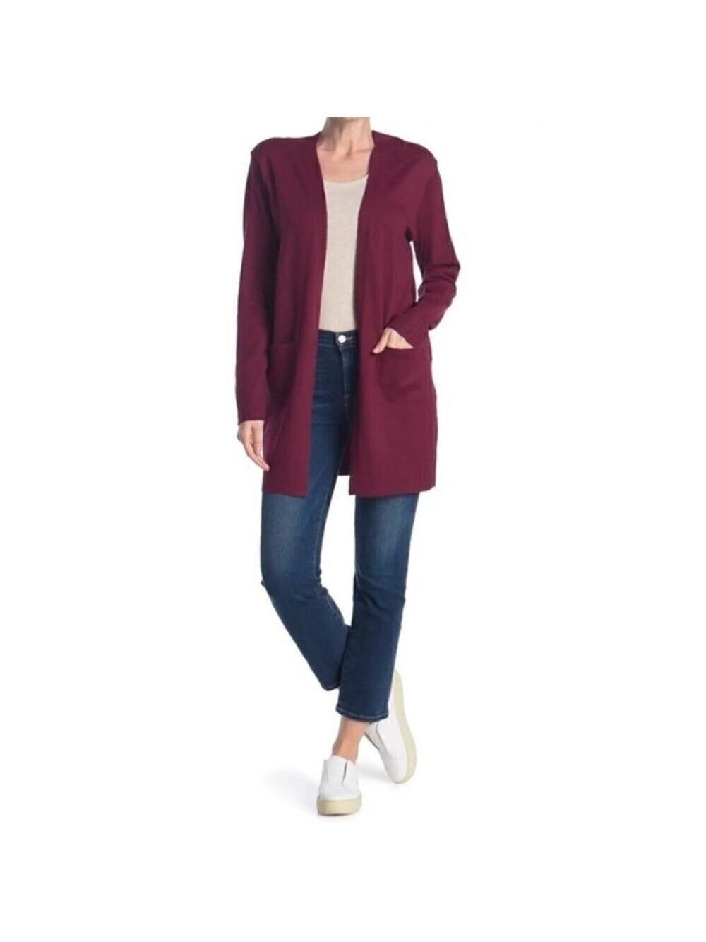 SWEET Romeo BNWOT Burgundy Cardan Open Front Sweater Xsmall New Pockets